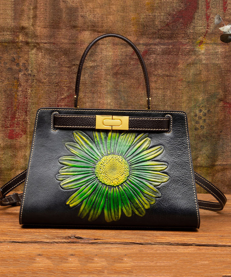 Retro Kalbsledertasche Braun Neu Geprägt Messenger