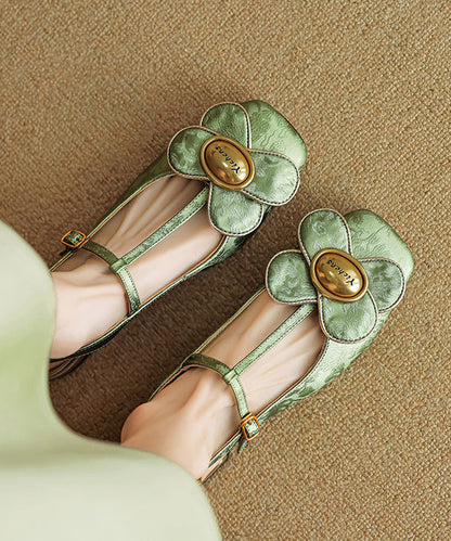 New Retro Green Floral Splicing Walking Sandals AA036