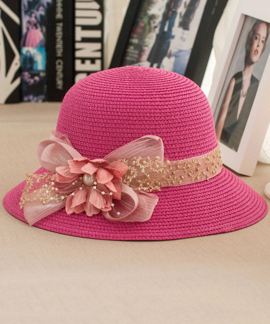 Woven Floral New Floppy Rose Sun Hat Straw