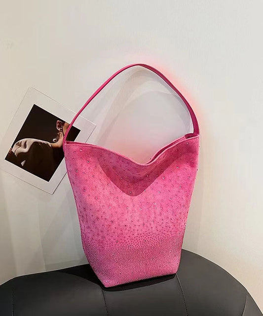 Neue Rose Große Kapazität Zirkon Faux Wildleder Schulter Tasche GG079