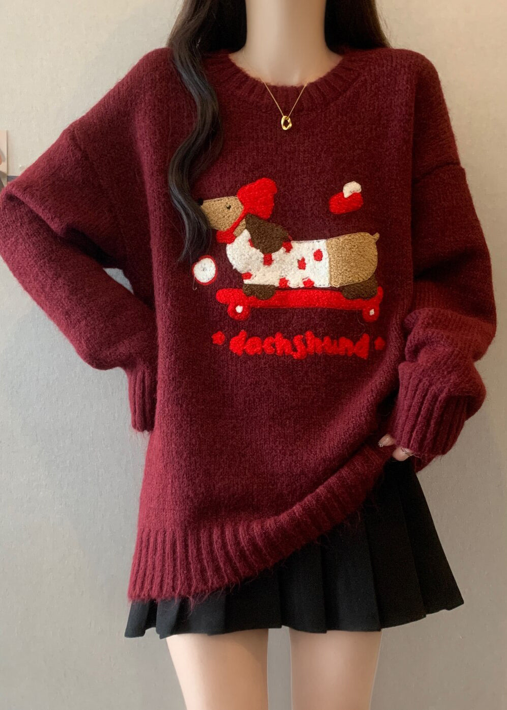 New Rust O Neck Jacquard Thick Christmas Knit Sweaters Winter RG041