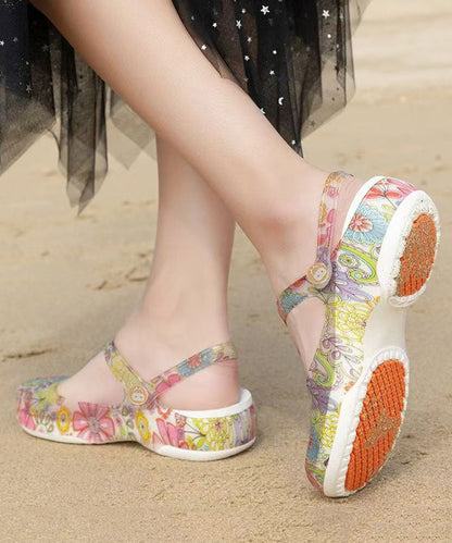 New Summer Hollow Out Print Wedge Beach Slide Sandals AG1011