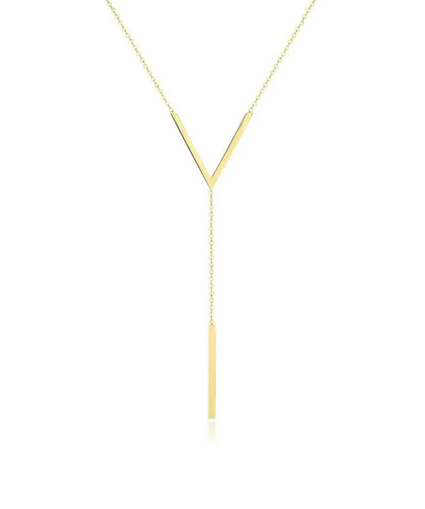 Collier long et sexy en forme de V avec chaîne dorée et clavicule