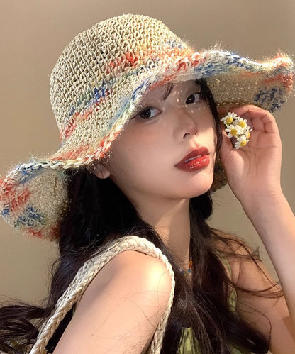 New Vacation Straw Woven Hollowed Out Large Brim Sun Hat RS003