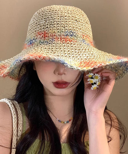 New Vacation Straw Woven Hollowed Out Large Brim Sun Hat RS003