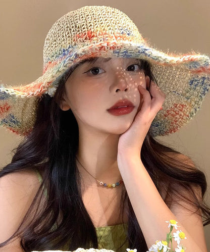 New Vacation Straw Woven Hollowed Out Large Brim Sun Hat RS003