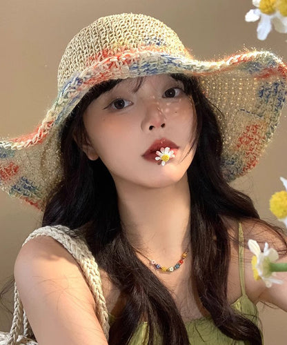 New Vacation Straw Woven Hollowed Out Large Brim Sun Hat RS003