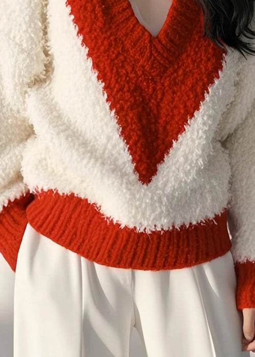 Hauts confortables en patchwork blanc moelleux, nouveau tricot de printemps