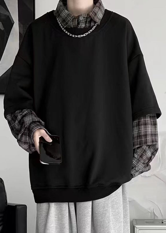 Plaid neuf en coton faux blanc deux pièces patchwork pour homme