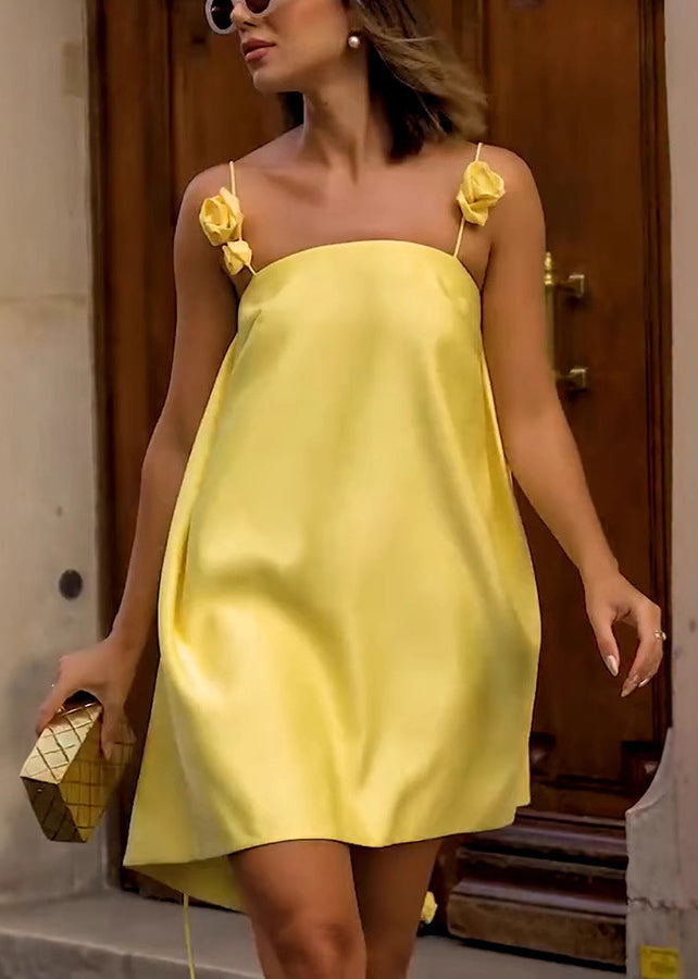 Gelbe Blume Urlaub frauen Neue Kleid Verziert
