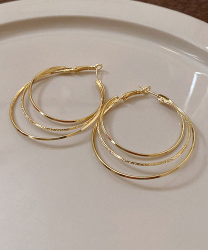 Novelty Gold Metal Alloy Layered Hoop Earrings ZZ054