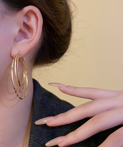 Novelty Gold Metal Alloy Layered Hoop Earrings ZZ054