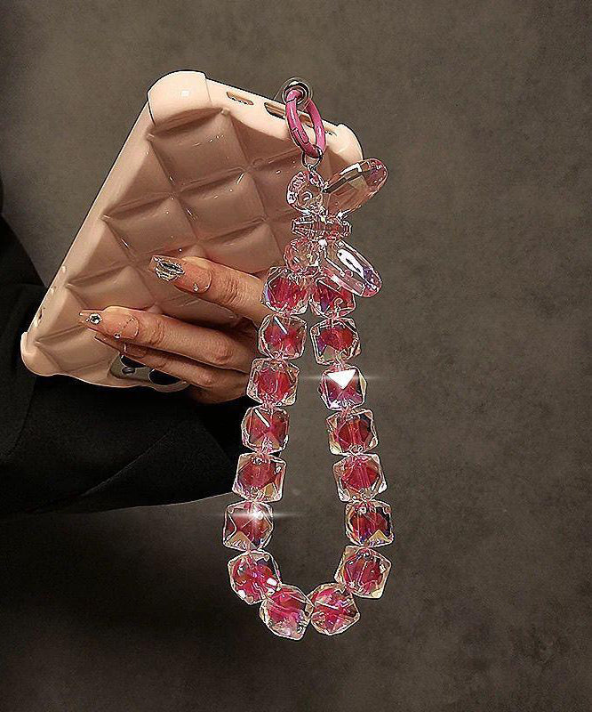 Chaîne de téléphone fantaisie en métal rouge avec nœud en cristal TX020