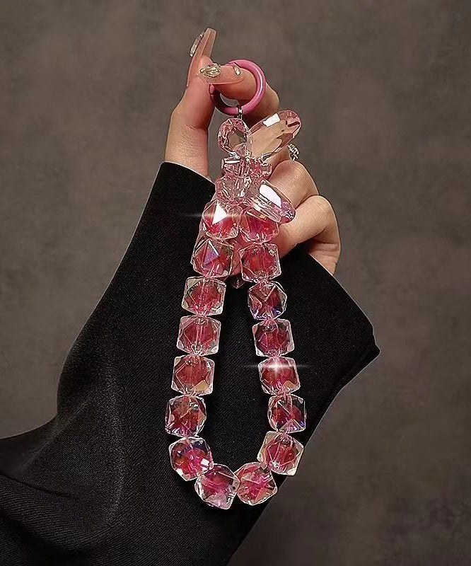 Chaîne de téléphone fantaisie en métal rouge avec nœud en cristal TX020