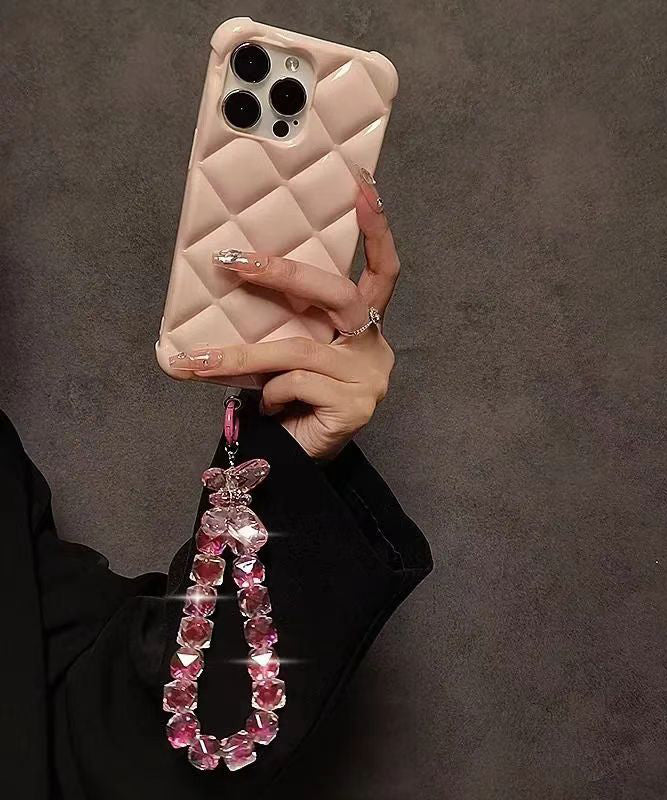 Chaîne de téléphone fantaisie en métal rouge avec nœud en cristal TX020