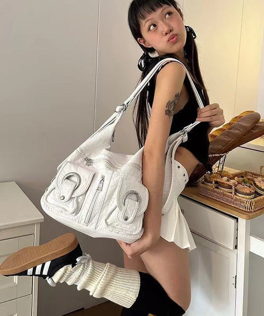 Novelty White High Capacity Design Crossbody Shoulder Bag HJ1018