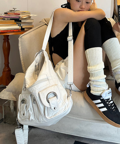 Novelty White High Capacity Design Crossbody Shoulder Bag HJ1018