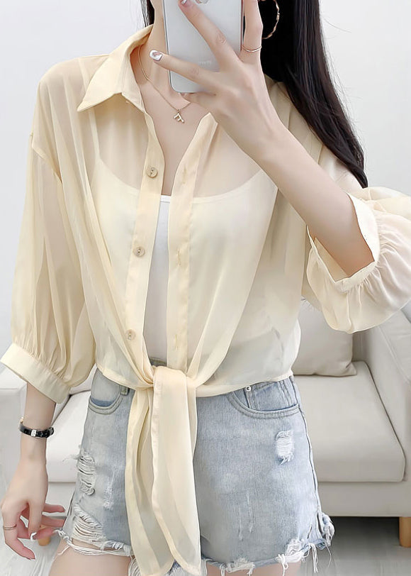 Novelty Yellow Solid Button Cotton Thin Cardigan Summer AS1017 Ada Fashion