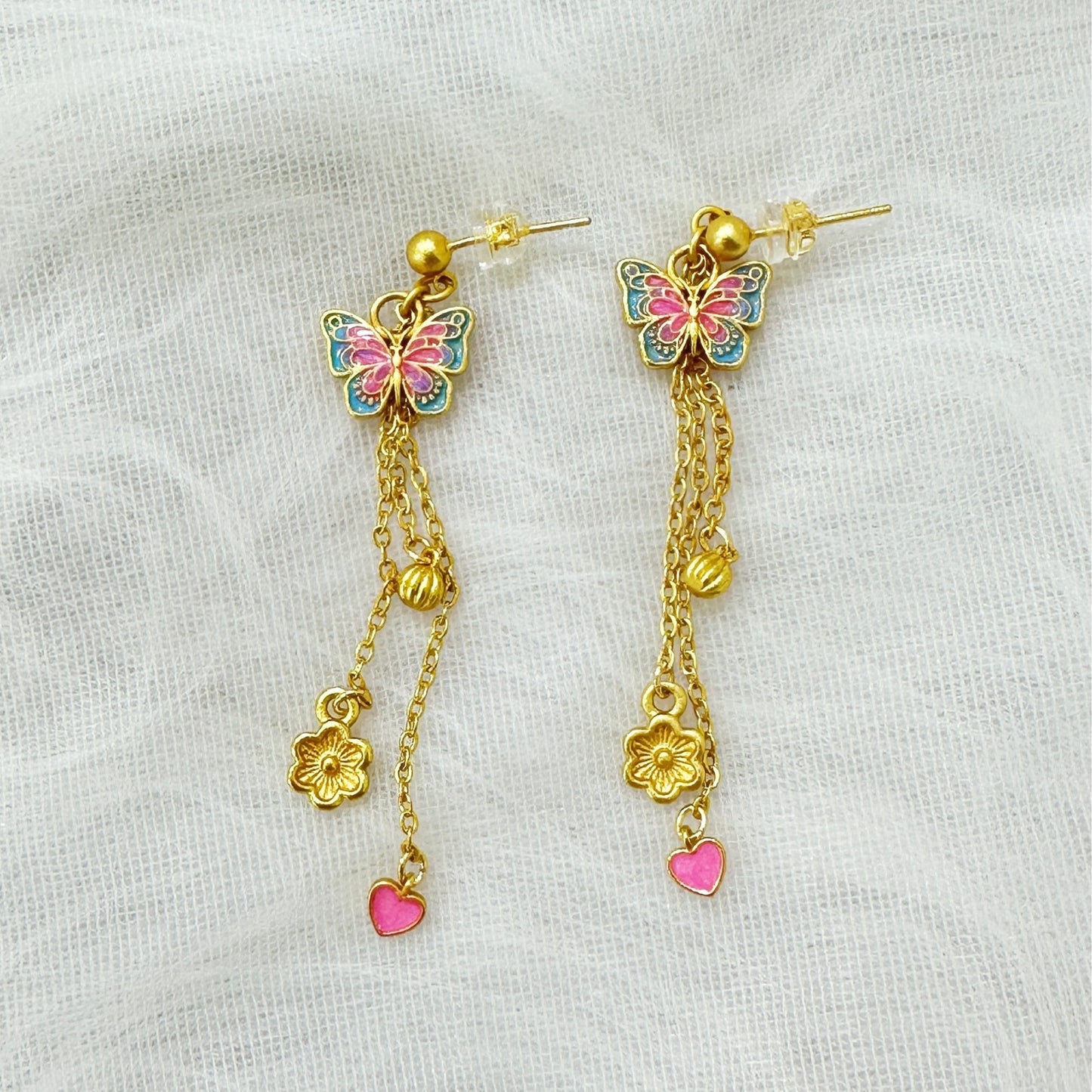 Beautiful Rainbow Gem Stone Tassel Drop Earrings ML0347