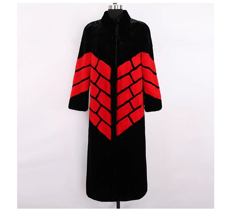 Lässige, übergroße Patchwork-Wolljacke in Schokoladenbraun für den Winter LY9449
