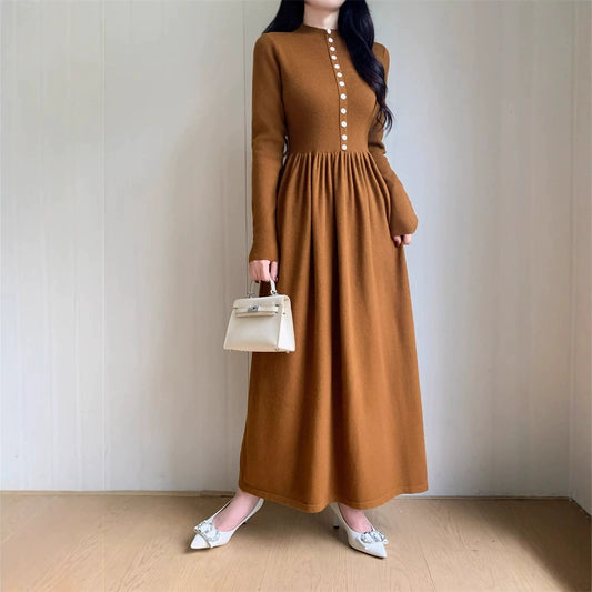 Crew Neck Plain Loose Dress  WJ116