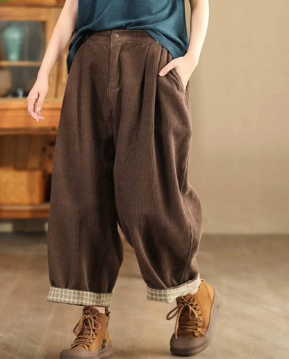 Women Summer Solid Linen Button Harem Pants G189