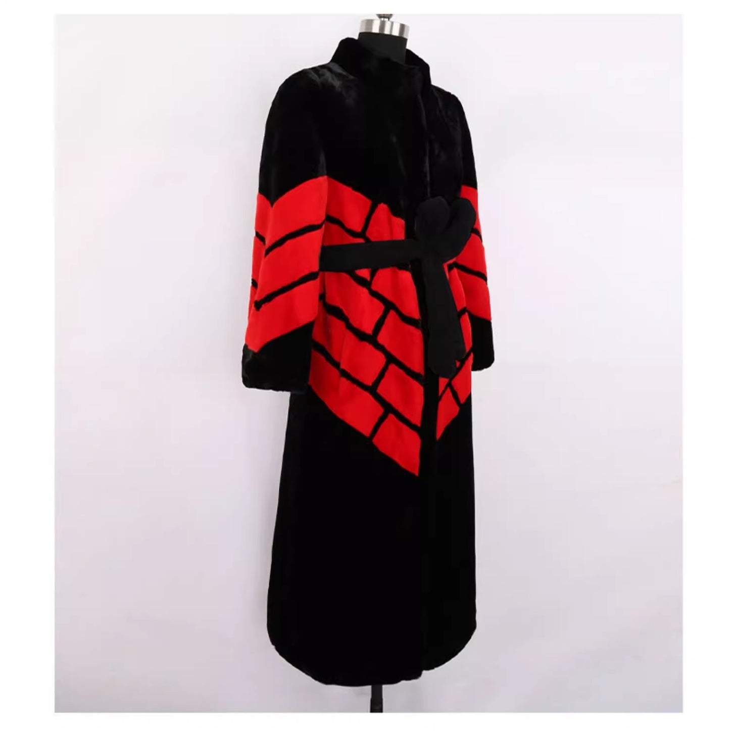 Lässige, übergroße Patchwork-Wolljacke in Schokoladenbraun für den Winter LY9449