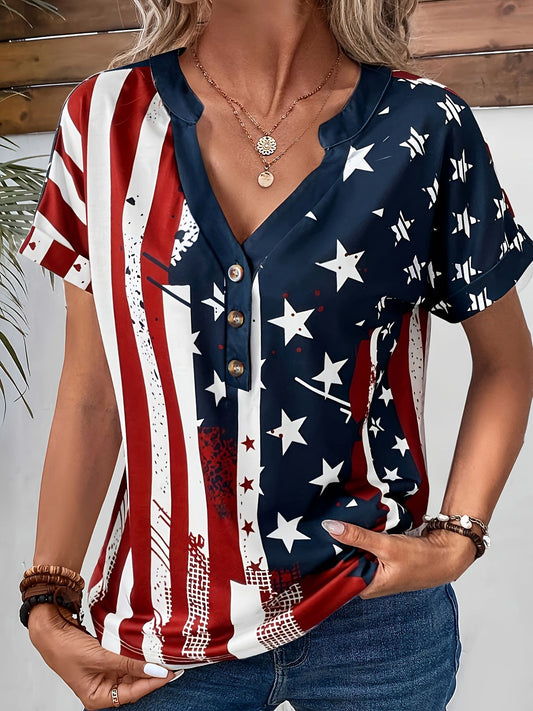 Country Casual/Independence Day Design Knit T-Shirt  FA285