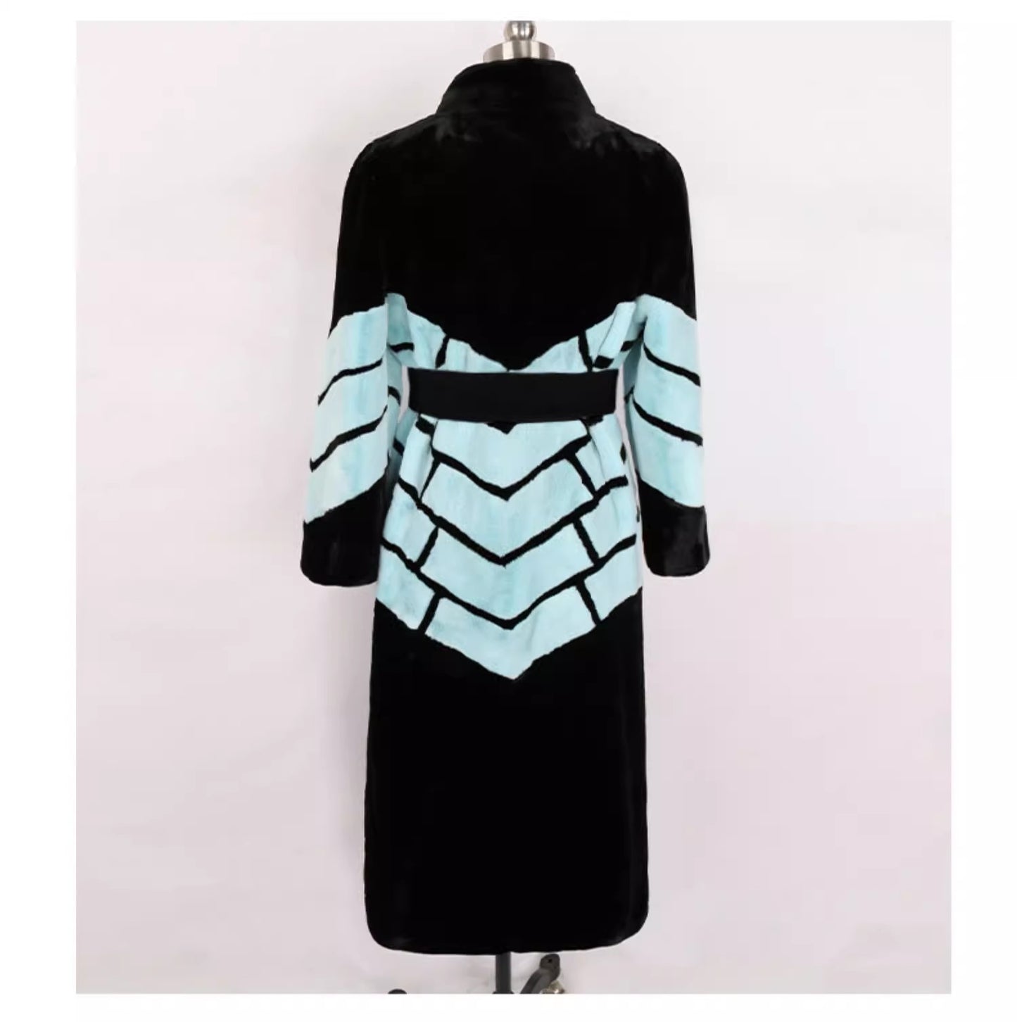 Lässige, übergroße Patchwork-Wolljacke in Schokoladenbraun für den Winter LY9449