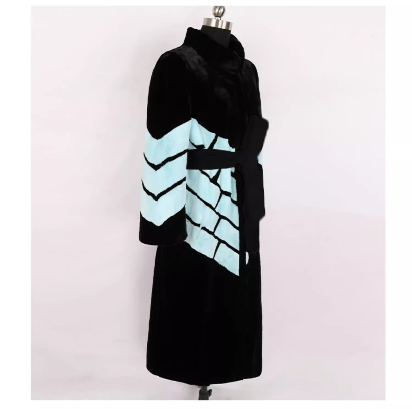 Lässige, übergroße Patchwork-Wolljacke in Schokoladenbraun für den Winter LY9449