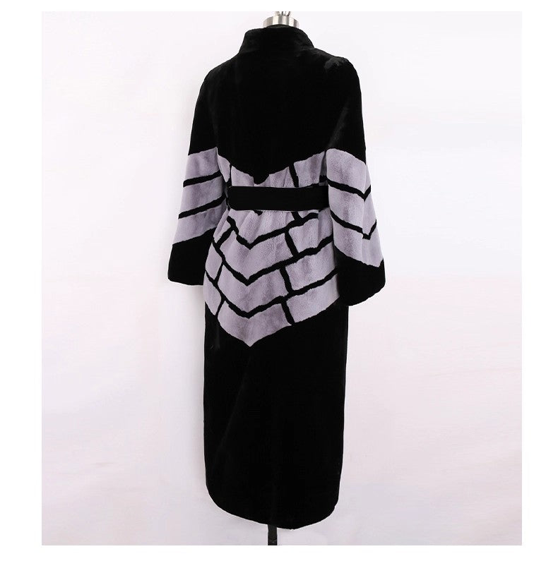 Lässige, übergroße Patchwork-Wolljacke in Schokoladenbraun für den Winter LY9449