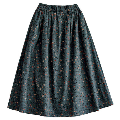 Retro Literary Floral Mid-Length Skirt OP1026