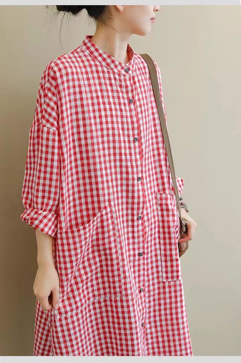 Cotton Black White Plaid Shirts