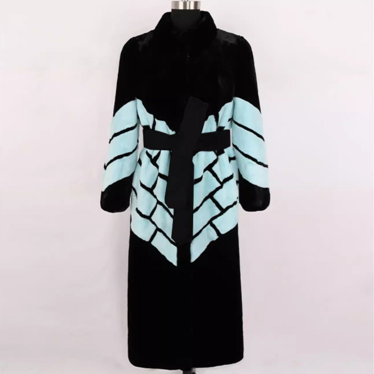 Lässige, übergroße Patchwork-Wolljacke in Schokoladenbraun für den Winter LY9449