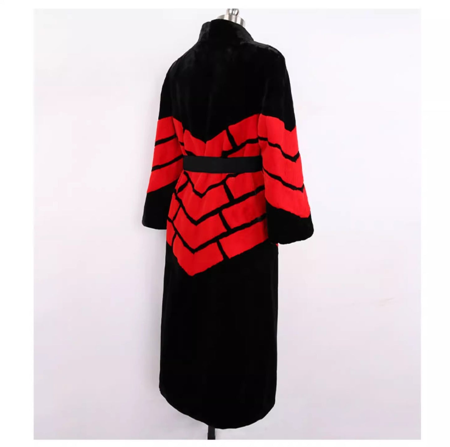 Lässige, übergroße Patchwork-Wolljacke in Schokoladenbraun für den Winter LY9449