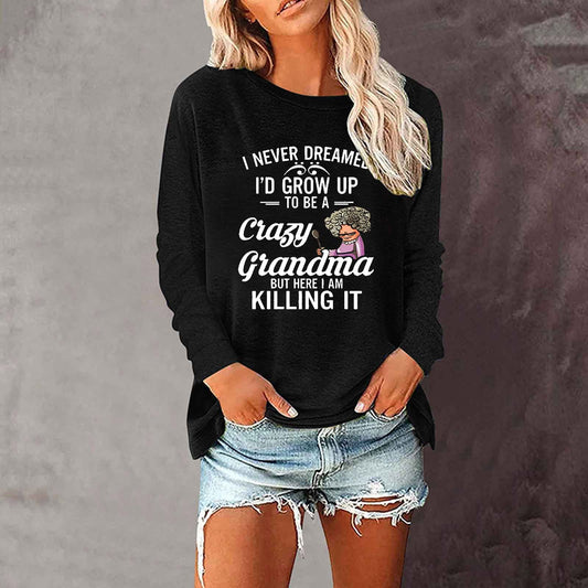 Letters Long Sleeve Casual Tunic T-Shirt AH648