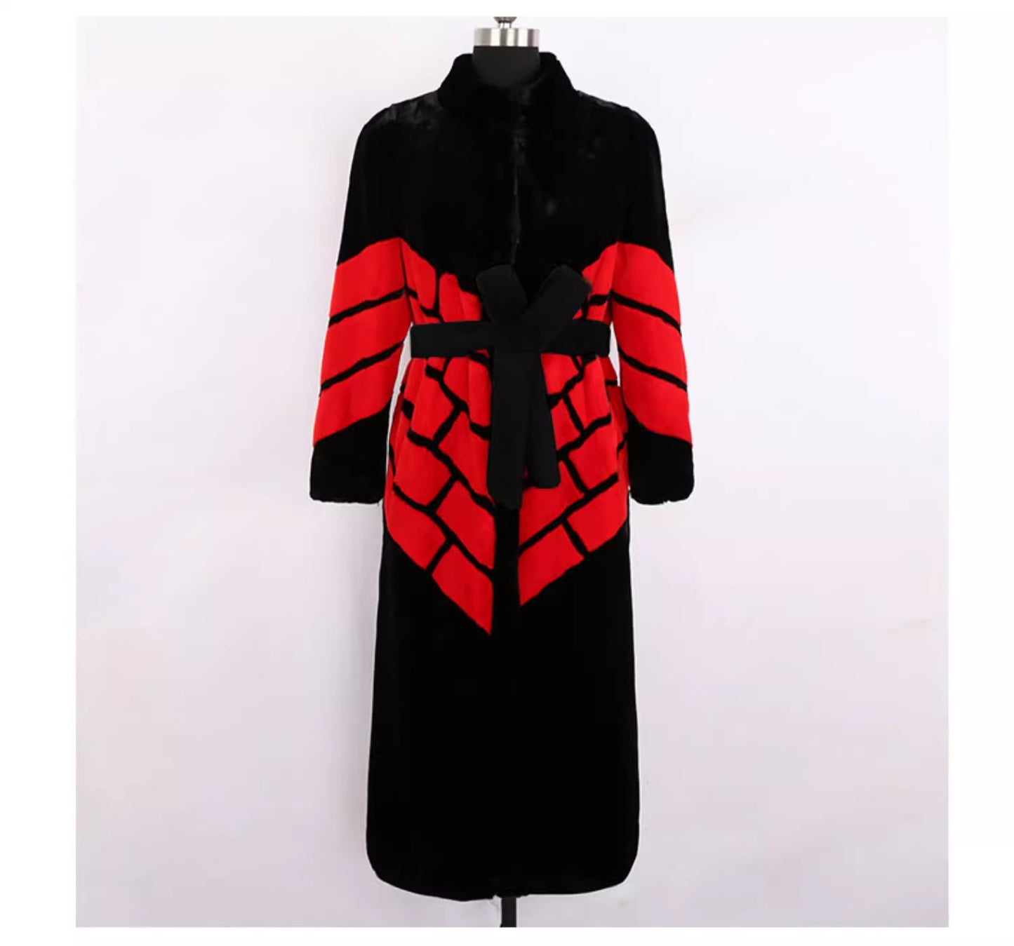 Lässige, übergroße Patchwork-Wolljacke in Schokoladenbraun für den Winter LY9449