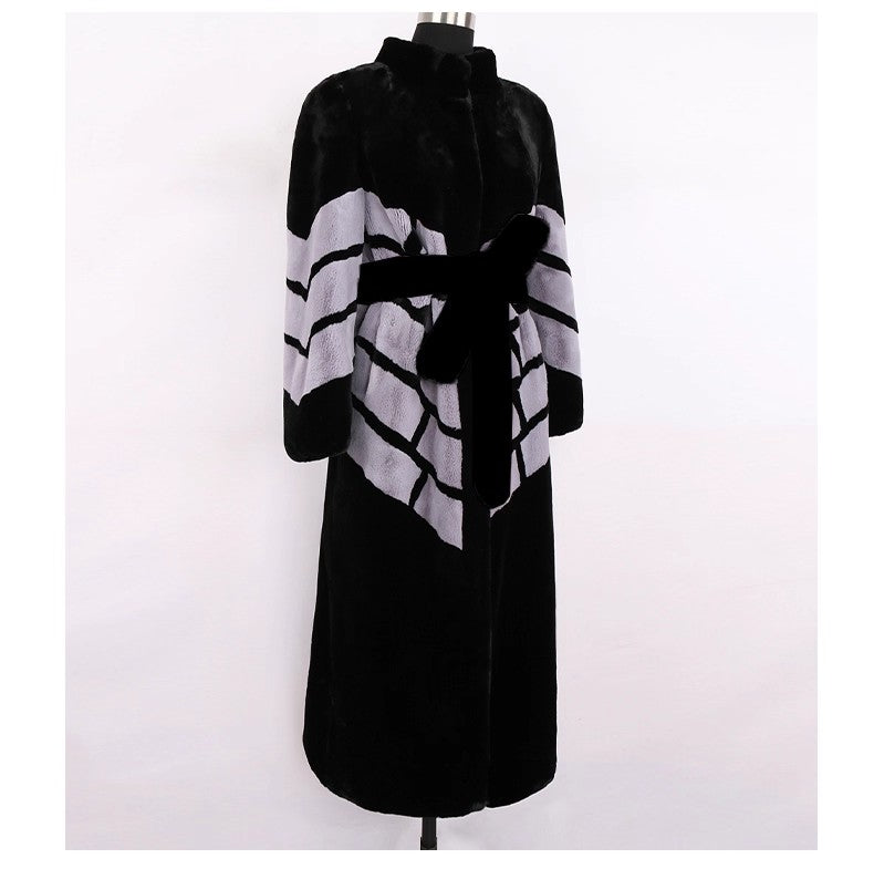 Lässige, übergroße Patchwork-Wolljacke in Schokoladenbraun für den Winter LY9449