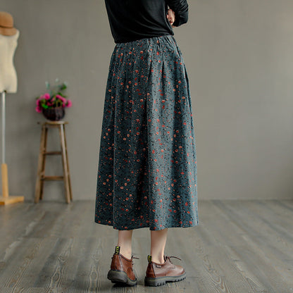 Retro Literary Floral Mid-Length Skirt OP1026