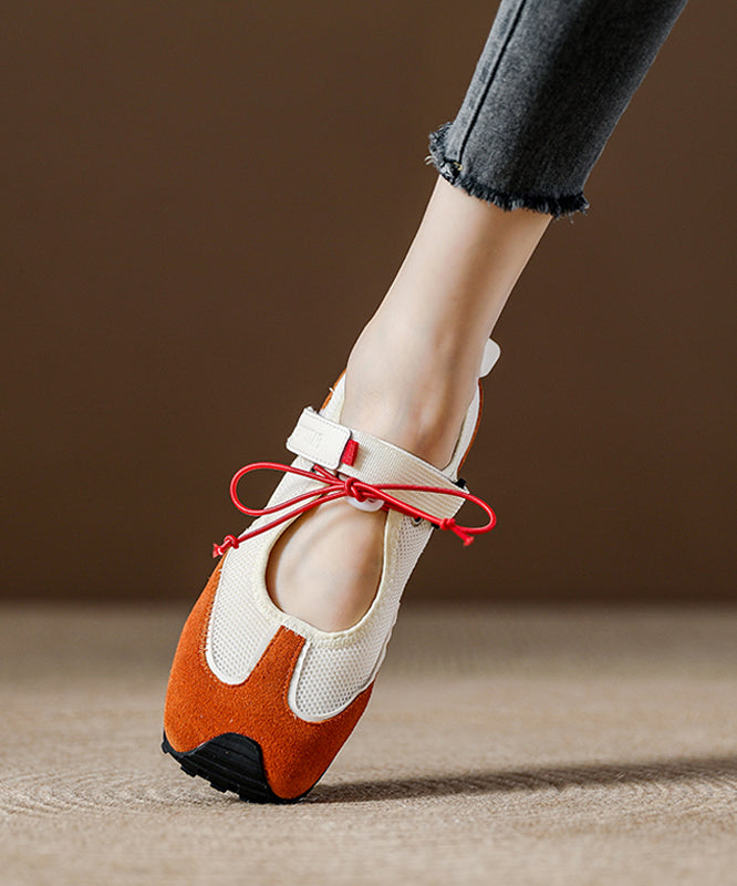 Flache Spleißen Frauen Atmungsaktive Schuhe Orange Mesh Boutique