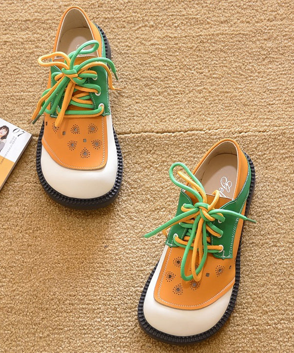 Chaussures plates confortables à lacets orange pour femmes