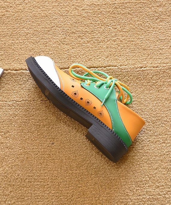 Chaussures plates confortables à lacets orange pour femmes