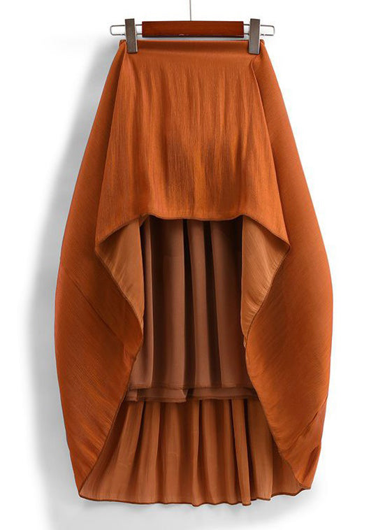 Orange Wrinkled Cotton Pleated Skirts High Waist AS1007 Ada Fashion