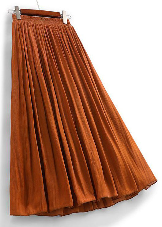 Orange Wrinkled Cotton Pleated Skirts High Waist AS1007 Ada Fashion