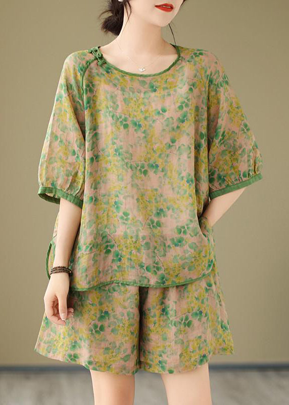 Print And Open Orange Two Piece Set Side Top Organic Shorts Short