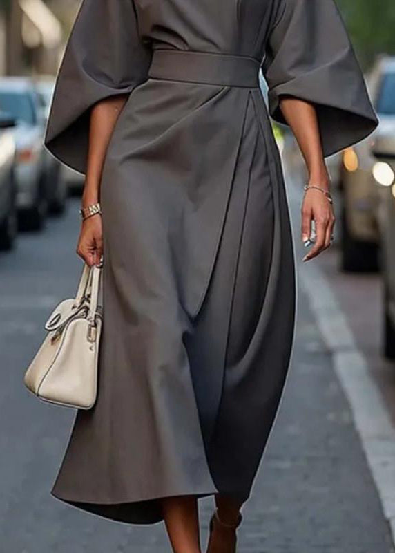 Solid Tunic Long Sleeve Purple Batwing Dress Organic