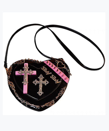 Original Cross Design Rivet Heart Messenger Bag GG075