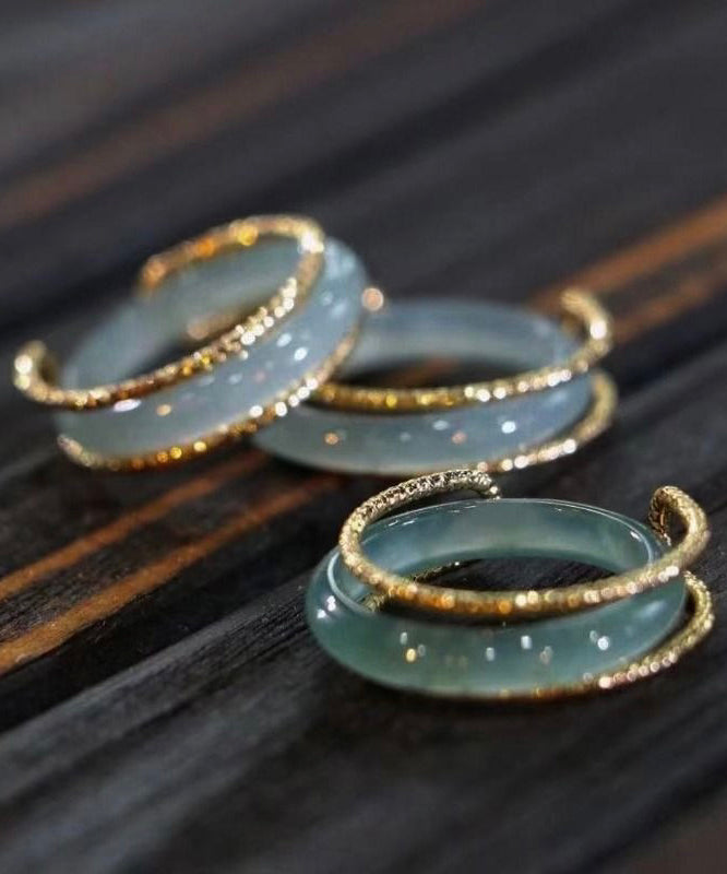 Original Design Blue 14K Gold Jade Rings RB016