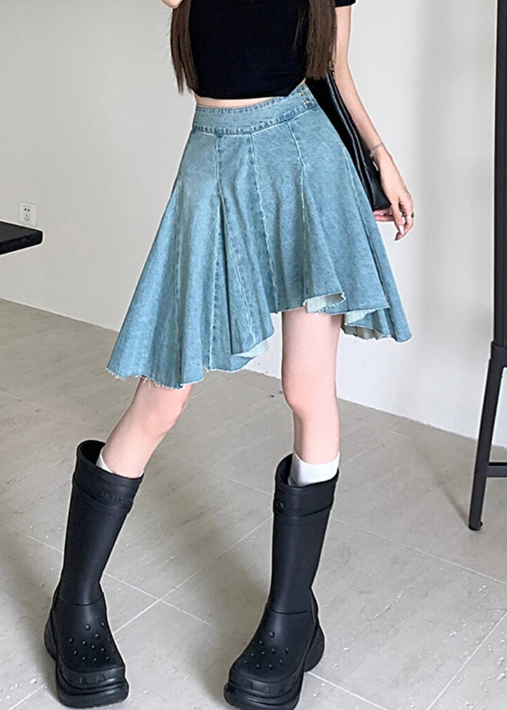 Original Design Blue Solid High Waist Denim Skirts Summer QF057