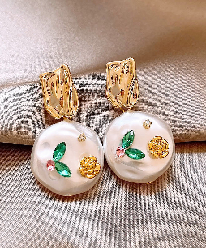 Design Gold Original Copper Alloy Earrings Drop Pearl